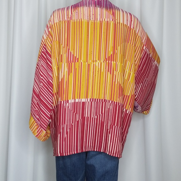 CAbi Mon Ami open kimono sunset stripe top M - Picture 4 of 8